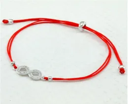 Women Infinity 8 Charm Bracciale amanti Lucky Red Thread String Bracelets Rope Coppia intrecciata Regalo per gioielli regolabili Sterling Silv9702410