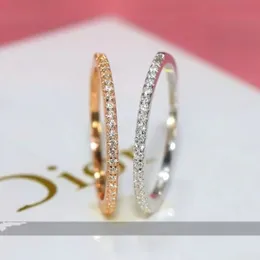Anello nuziale di moda minimalista Gioielli scintillanti 925 Sterling Silver Rose Gold Riempimento di gemma bianca CZ Diamond Party Ring di fidanzamento femminile