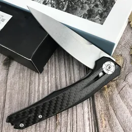 Högkvalitet 0707 Flipper Folding Knife Drop Point Blade Carbon Fiber Handle Outdoor Hunting Rescue Survival Portable Pocket Knife 0562 0022 0808 0660 0393