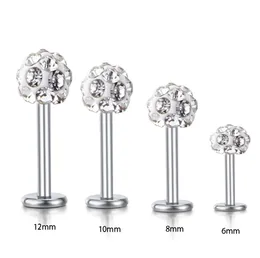 Hela kroppsmycken labret ringar rostfritt stål Shaballa Crystal Disco Ball Lip Piercing Jewelry 16g Lip Ring 30pcs8603246