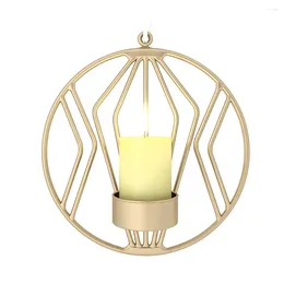 Candle Holders Bar Wall Mounted Romantic Holder Modern Round Iron Te Light Candlestick Geometric 3D Home Decor Hanging Ornaments