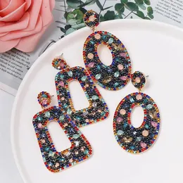 Dingle örhängen bohemisk rund fyrkantig hängande handgjorda charmuttalande flerfärgade hartspärlor droppe för kvinnor etniska smycken