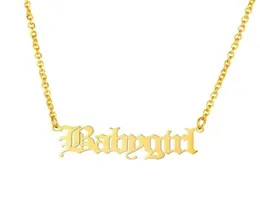 Tiny Baby Girl Choker rostfritt stålkedja Babygirl Charm Necklace Pendant Gold Filled Kolye Friends Gift Jewelry4090801