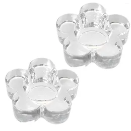 Titulares de vela 2pcs Vidro Candelário de vidro Decoração de desktop de suporte de suporte (formato de flores de ameixa 205g)