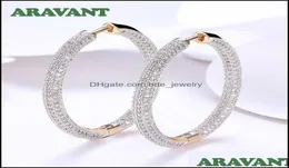 Hoop hie örhängen smycken 925 sier 34mm 18k guld cirkel för kvinnor mode bröllop 220119 droppleverans 2021 498ec5396424