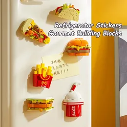 Adesivi del refrigerante Jaki Creative Building alimentari Building Fast Food Burgers Fritta di assemblaggio fai -da -te Blocchi di giocattoli Gifts 240429 240429