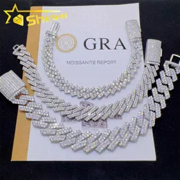 Günstiger Großhandelspreis Sterling Silber vereiste Diamond VVS Moissanite Cuban Link Armband 2524