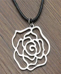 Wysiwyg 5 stycken läder kedja halsband hängar choker krage manlig halsband mode ihåliga rosblommor 37x36mm n6b140085649475