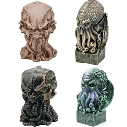 ノスタルジックなヴィンテージスカルCthulhu神話彫像ホームデコレーション樹脂クラフト装飾