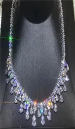 Vecalon Luxus Wassertropfen Halskette Weißgold gefüllt mit Birnen geschnittener Diamantparty Hochzeitsketten für Frauen Accessoires Juwely3506795