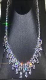 Vecalon Luxury Water Drop Necklaceホワイトゴールドフィルドペアカットダイヤモンドパーティーウェディングネックレスフォーレディースアクセサリージュエリー3506795