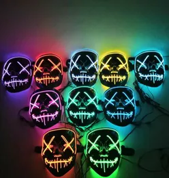 Halloween LED LED GLOWING MASK V Horror Ghost Mask Lighting El Wire DJ Bar Joker Face Guards Veil Costome Party Cosplay Masches GGA27482650340