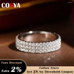 Anelli a grappolo Cosya 925 Sterling Sterling Full Moissanite Ring Hip Hop per uomini uomini coppia Eternity Band Engagement Wedding Fine Fine ebraico