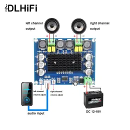 Wzmacniacz DLHIFI Oryginalny XHM543 TPA3116D2 2*120W Podwójny kanał stereo cyfrowa płyta wzmacniacza zasilania DC1226V TPA3116 Audio Amp