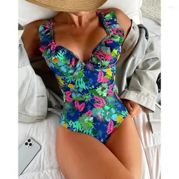 Swimwear femminile 2024 Bikini europeo e americano rotacapuffi stampato con costume monopezzo sexy fiore spiaggia casual abbigliamento casual