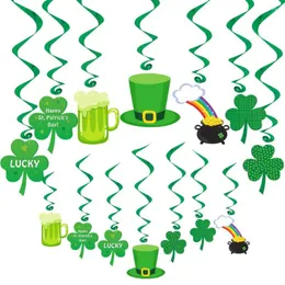 Party Decoration 36Pcs St. Patrick's Day Decorations Pre-assembled Cutouts LUCKY Banner Shamrock Strings Of Shamrocks Paper Fans