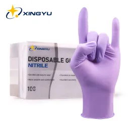 Eldivenler Nitril Eldivenler 100 PCS Xingyu Mor Gıda Sınıfı Su Geçirmez Ev Endüstriyel Mutfak Bahçesi Kullanım Kullanım Tek Kullanımlık Çalışma% 100 Nitril