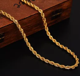 18 k Fine Solid GF Gold Necklace 31inch Hip hop Rock Rope Clasp Chain Fashion jewelry lengthening Men Women4014510