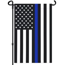 رفيع الأزرق خط الحديقة أعلام الولايات المتحدة الأمريكية 12x18 في الهواء الطلق فارغ أبيض زرقاء الفناء الشريط الزاهي لون الرقمية طباعة 7150439