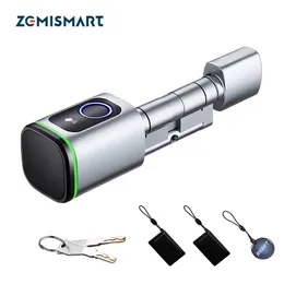 Zemismart Tuya Ble Smart Electronic Door Lock DIY Cylinder Core FingerPrint App Keys IC Card Unlock for Home Els Security 240422