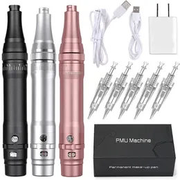 Máquina de maquiagem permanente sem fio para sobrancelhas Miroblading Eyeliner Lip MicroShading Professional PMU Machine Tattoo Pen Gun Kit 240423