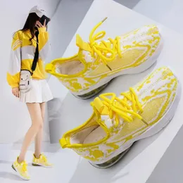 Fitness Shoes Blwbyl Mulheres 2024 Mesh respirável Casual Moda feminina Sneaker Lace Up High Leisure Vulcanize Plataforma de sapatos