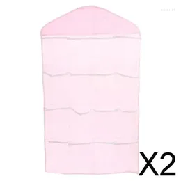 Storage Bags 2x16 Pockets Door Wall Hanging Organizer Sock Underwear Bag Pink 2