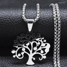 Pendant Neckor Fashion Tree of Life Women Silver Color rostfritt stål Note hängen juveler collier arbre de vie 3467-qkc