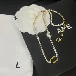 Gold Plated Chain Diamond Necklace Classic Designer Jewelry Long Chain Design Birthday Love Gift Necklace Spring New Casual Boutique Necklace With Box