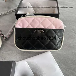 CF CHANELLS COURO CHANELL CC DOPPIO MINI MINI PASSO DELLA CAMERA BASSE DI CAMPE COSMETICA BASSE CROVE CROVE PER DONNE SHOUDE REGOLABILE SHOUDERBAG