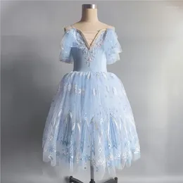 Stage Wear Long Ballet Dress For Girls Pink Blue Performance Clothes Romantic Tutu Swan Lake Ballerine Children Fairy Costume