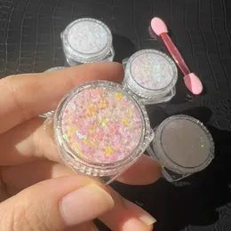 XGO6 BODY GLITTER EYESHADOW GLITTER GEL CREAM مسمار الشعر جسم بريق GEL ART FLASH HEART LOOSE CREAN CREAM Party Decoration D240503