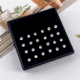 바디 아트 1 세트 24pcs 1.8/2.5/3mm 수술 강철 코 반지 키트 hypoallergenic studs 크리스탈 바디 피어싱 보석 액세서리 여성 남성 D240503