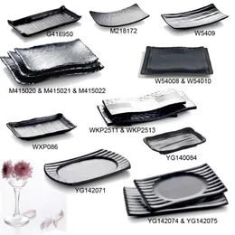 Melamine Dinnerware Dinner Plate Plate Frost Black Retângulo LRREGULAR Restaurante Moda Restaurante Sushi Placas A5 Melamina Tableware 273d