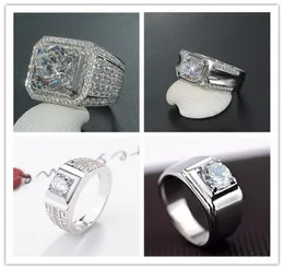 Biała miedziana platyna platynowa pierścień mody duży mężczyzna Pierścień nowy styl Aserive Mens Diamond Ring Full Diamond Micro Pave2423175