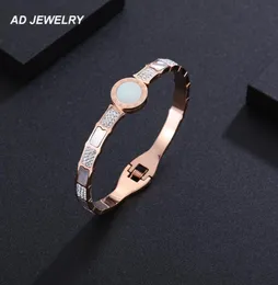 Pulseira de aço inoxidal de aço inoxidal de designer mais recente jóias de bracelete de ouro rosa com shinestone6621332 branco
