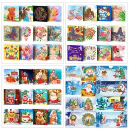 ステッチHuacan Diamond Painting Christmas Cards Embroidery Special Shaped Santa Claus Greeting Postcard