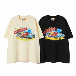 Herren Galieriy Deitp T-Shirts Carshow Automobilausstellung Cartoon Kurzärärmische Herren Amerikanische Modemarke Loose Round Neck T-Shirt