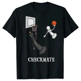 メンズTシャツ面白いチェックメイトチェスバスケットボールゲームボードキングTシャツ