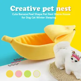 Casas Banana Cat Bed House engraçada Camas de tapete de gato de gato engraçado