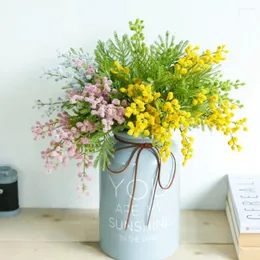 Dekorativa blommor 1 Set färgglada plysch falska blommor handgjorda konstgjorda mimosa vardagsrum bordsdekorationer klassiska konstfestartiklar