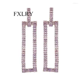 Серьги Fxlry Fashion преувеличение геометрическое покое прямоугольное циркон для женских ювелирных украшений