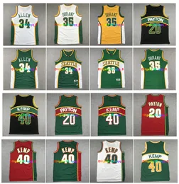 Retro 35 Kevin Durant Sonic Basketball Jersey Seattle 20 Gary Payton 40 Shawn Kemp 34 Ray Allen Team USA Green Red White Black Size S-XXL