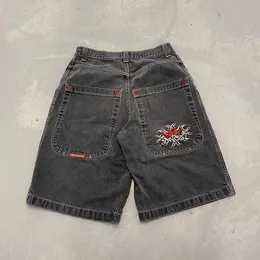Мужские шорты уличная одежда Jnco Шорты y2k брюки Retro Hip-Hop Jnco Crown Вышитые джинсовые джинсы рюкзак с коротки