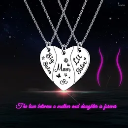 Pendant Necklaces 3 PCS Heart-shaped Matching Mom Daughter Sisters Necklace Set Stainless Steel Butterfly Sun Star