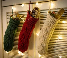 Knitted Christmas Stockings Durable Christmas Fireplace Stocking Xmas Hanging Candy Socks Gift Bags Xmas Party Home Garden Decorat2373535