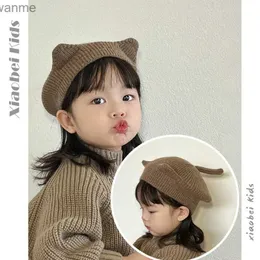 CAPS HATS Fashion Girl Beret Childrens Hat Autumn Winter Baby Wool Hat Childrens Målning Tidningshatt gratis leveransfest WX