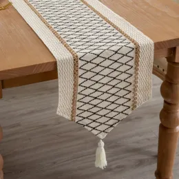 Pads Modern Elegant Table Runner Cotton Linen Runners для столовой свадебной украшения для настольного флага Рождественские украшения 2024