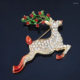 Broches Crystal Christmas Deer Broche Adorável Animal Pinos de Brilhas Vessas Moda Moda Clote Especial Decoração de Joias de Jóias