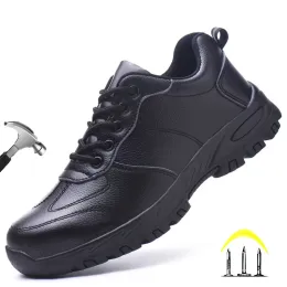 Botas chnmr novos sapatos de segurança à prova de água homens para trabalho tênis de tênis de tampa de aço de couro de aço de aço de Blacke